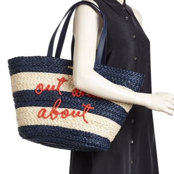 Kate Spade NWT Out and About Straw Tote from Shore Thing Line Retails $298 - Picture 3 of 12